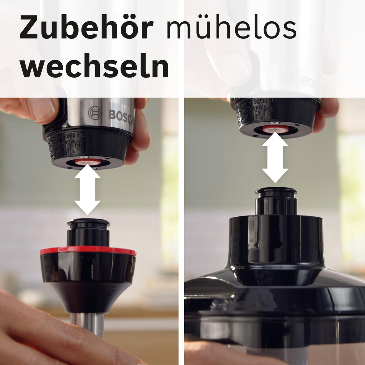 Bosch ErgoMaster Series 6 Hand Blender, 4 stainless steel blades, one-handed operation, wear-free ceramic coupling, durable, air cooling, chopper, potato masher, whisk, 1000 W, MSM6M673