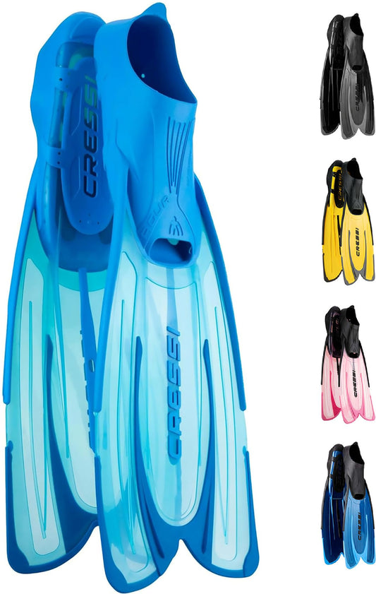 Cressi Agua Fins Swimming Fins - Adjustable Foot Section for Diving - Ergonomic Short Fins Adults & Children - Durable Fin Material - Aquamarine - 45/46 - CA206345