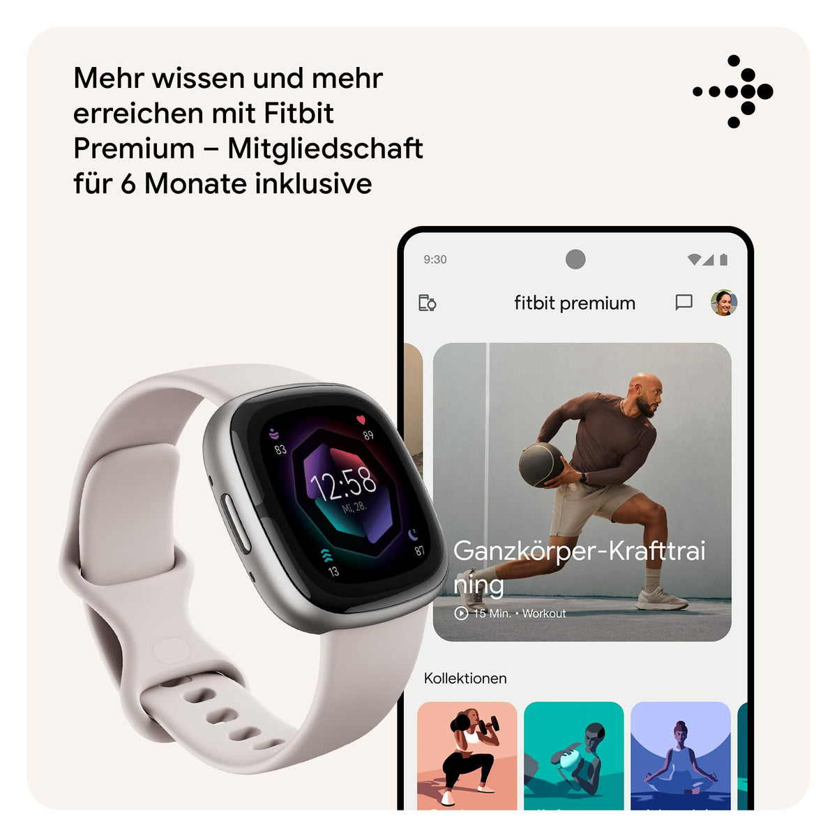Google Fitbit Sense 2, Gray – Smartwatch for Men/Women – Fitness watch with integrated GPS and phone function, fitness tracking with stress management, ECG, and sleep analysis, compatible with Android/iOS. - FB521SRWT