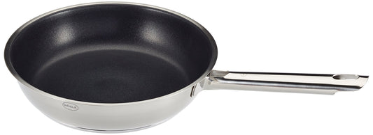 RÖSLE ELEGANCE frying pan 24 cm, high-quality universal pan with ProPlex non-stick coating, 18/10 stainless steel, induction and dishwasher safe, silver/black, 44 x 25.5 x 8 cm - 13211
