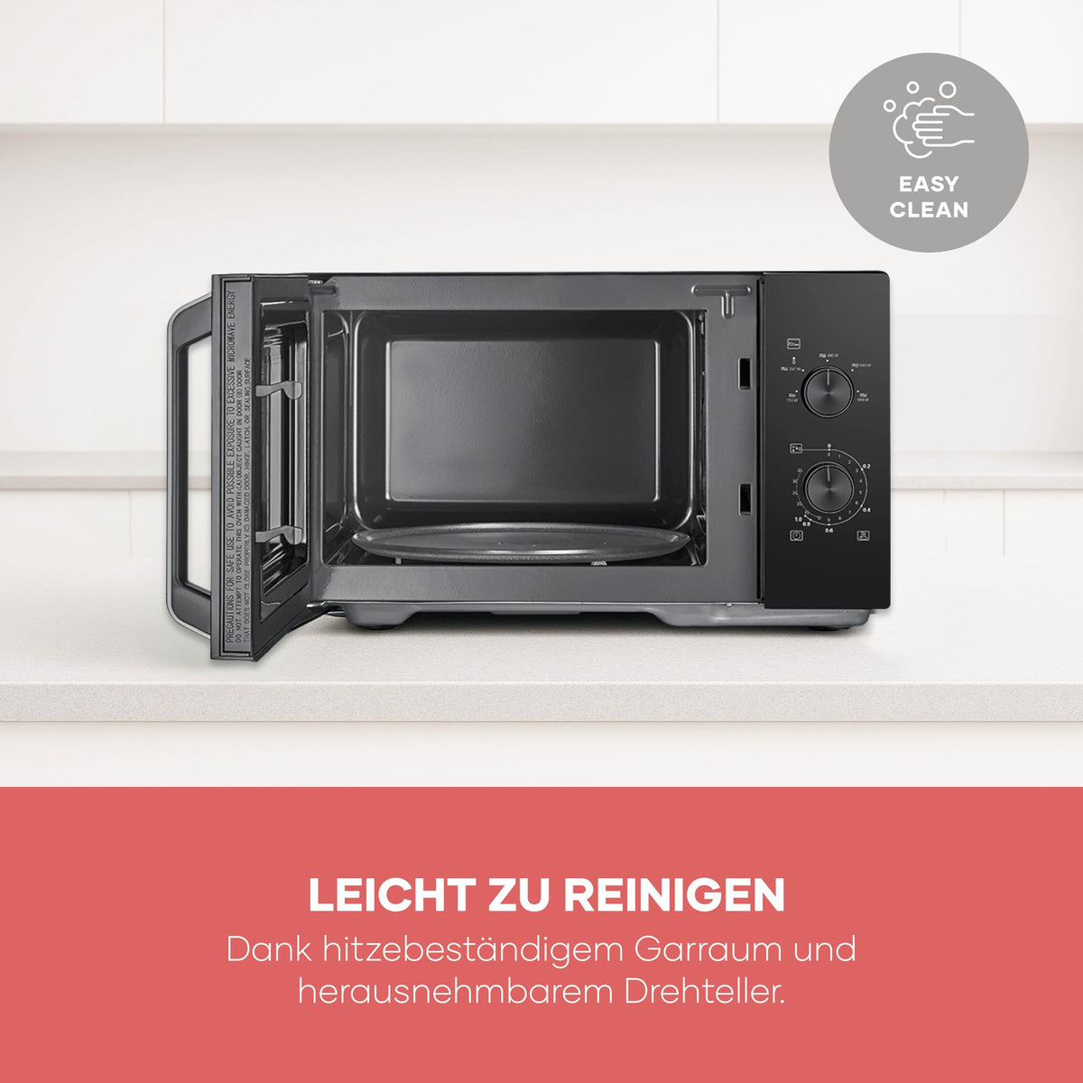 Severin Solo Microwave, for defrosting and heating, XXL interior, 28 L, microwave device with removable glass turntable, 5 power levels, 35-minute timer, 900 W, black, MW 7796