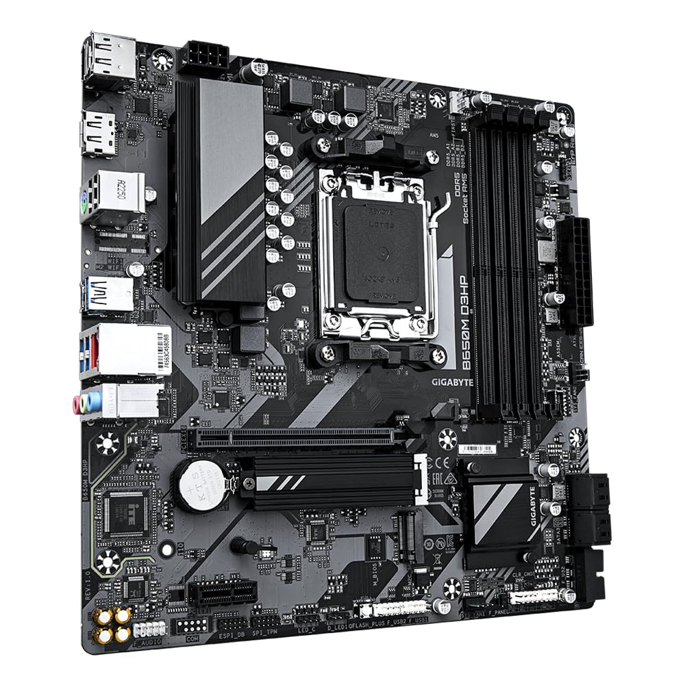 Placa de bază GIGABYTE B650M D3HP - Seria AMD Ryzen 9000, VRM cu 5+2+2 faze, până la 7600 MHz DDR5 (OC), 2xPCIe 4.0 M.2, LAN 2,5 GbE, USB 3.2 Gen 1