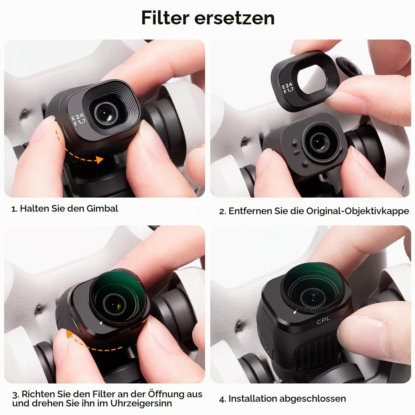 K&F CONCEPT Mini 4 Pro ND filter set, polarizing filter, 6 pieces CPL, ND8, ND16, ND32, ND64, ND128 filters compatible with DJI Mini 4 Pro - SKU.2080