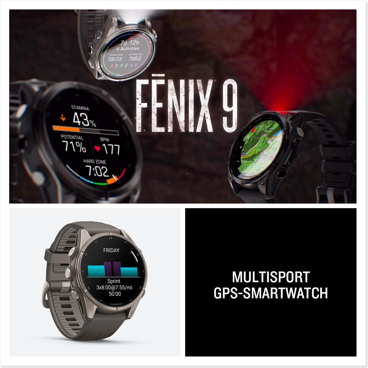 Garmin Fenix 9, 43 mm, GPS-Multisport-Smartwatch, Kieselgrau/Titan - 010-04761-11