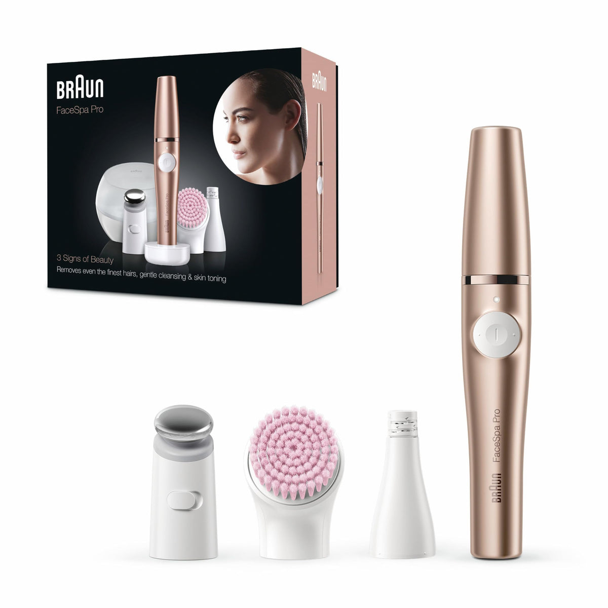 Braun Face Epilator for Women FaceSpa Pro, Beauty Set, SE921, Bronze