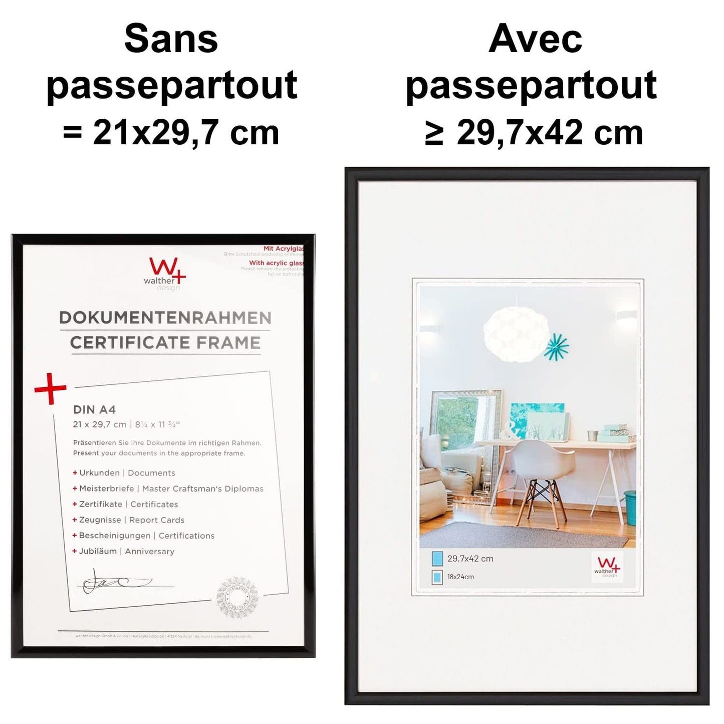 walther design picture frame steel 60 x 80 cm with artificial glass, New Lifestyle plastic frame KVX080D