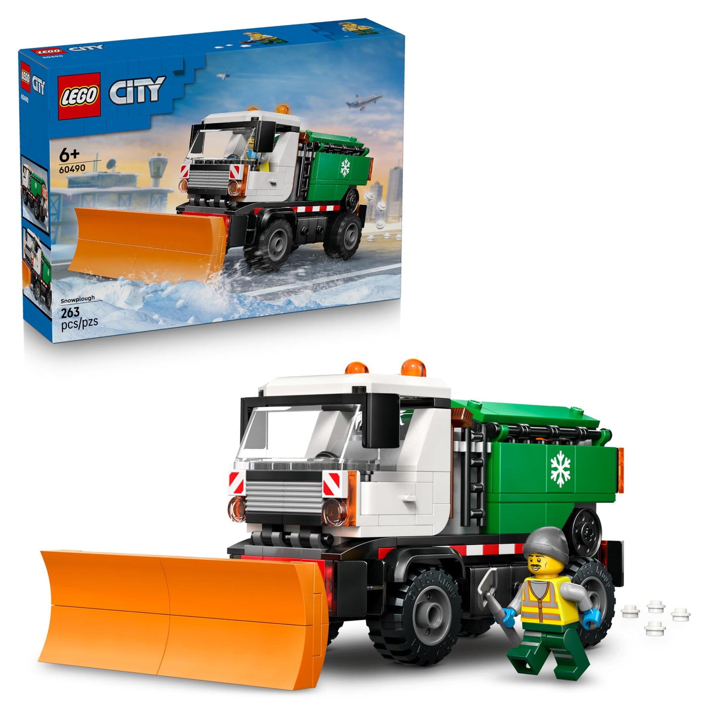 LEGO City snow plow - toy set with minifigure, tools and scatter function - birthday gift for boys aged 6 and over and technology fans - 60490