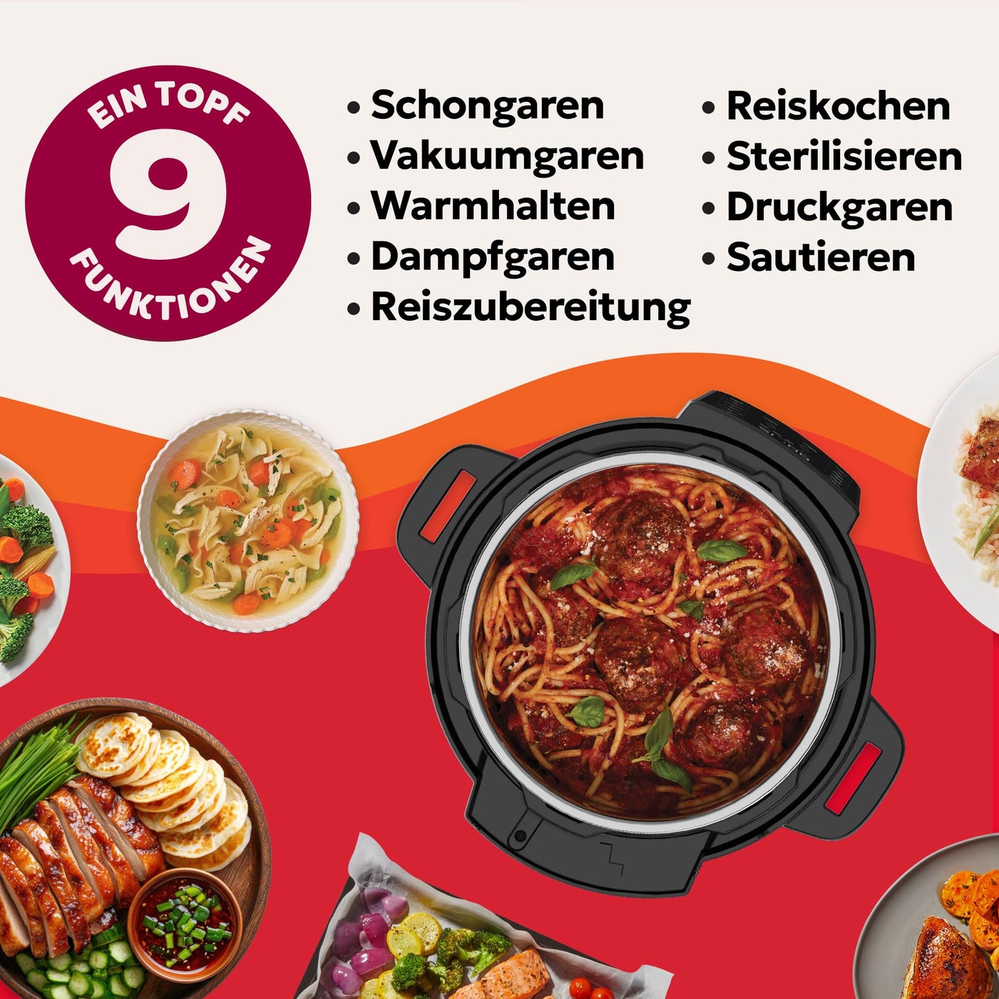 Instant Pot Plus 9-in-1 Multi Cooker 5.7L - Brushed Stainless Steel, Pressure Cooker, Slow Cooker, Rice Cooker, Sauteer, Yogurt Maker, Food Warmer, Steamer, Vacuum Cooker, Sterilizer - RPPC61-BK