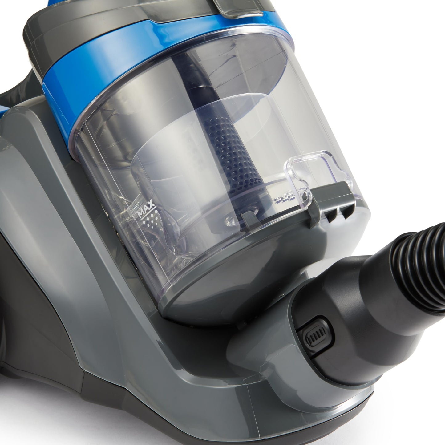 Amazon Basics bagless vacuum cleaner 1.7L compact lightweight with 3-way action nozzle, HEPA filter, 850W, for carpets and hard floors, black & blue - VCS38A13L-B-*