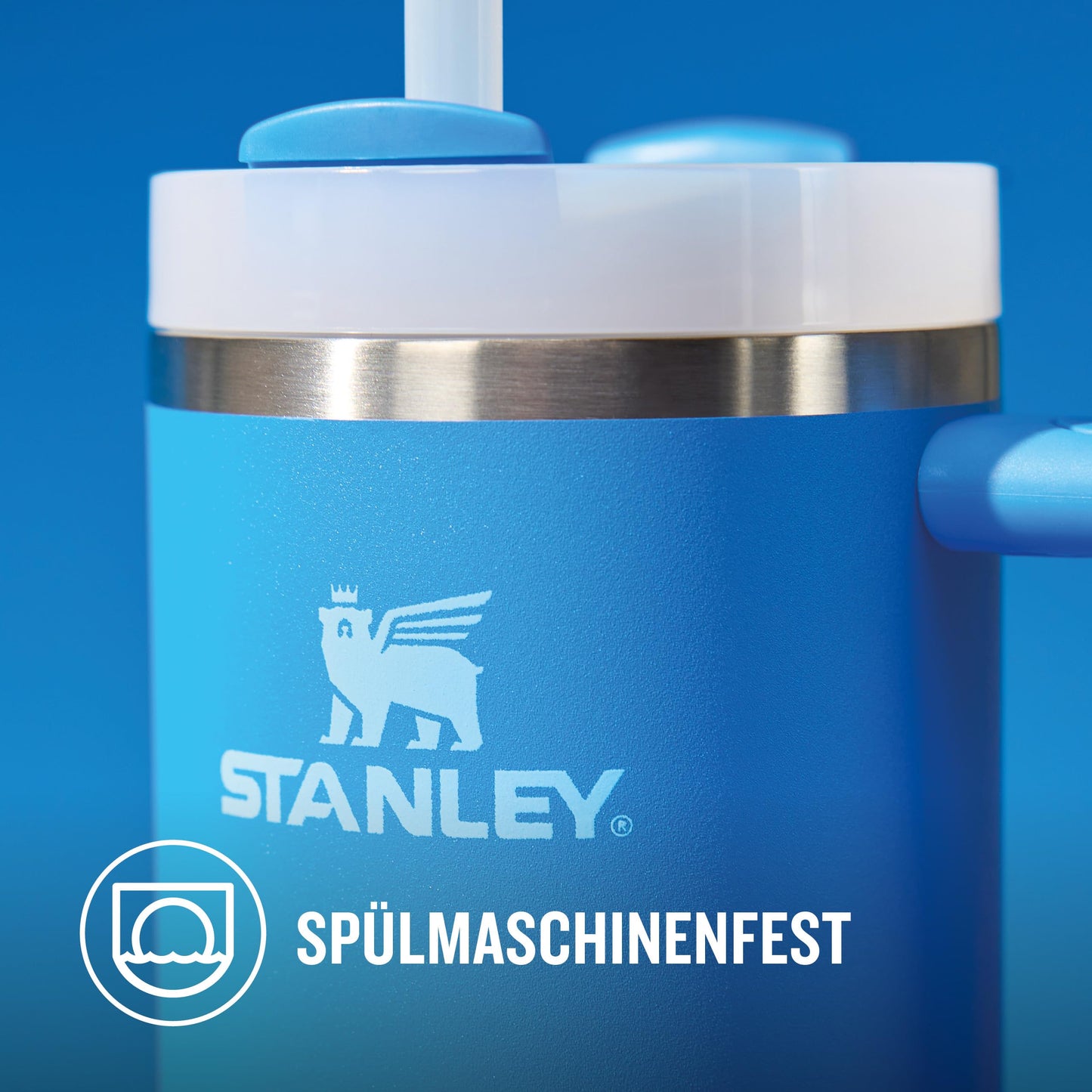 STANLEY 1913 Quencher H2.0 Flowstate Drinking Bottle with Straw 0.89L - Thermo Mug Cools for 9 Hours - 40 Hours Ice Cooled - Thermos Bottle BPA Free - Stainless Steel Drinking Cup - Azure - 100000143569
