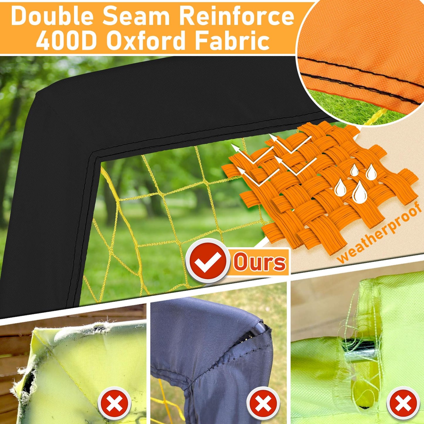 Happy Jump Pop-Up Football Goal - 120x90 cm, 1 Goal, Black Orange | Foldable Fiberglass Goal for Kids & Adults | Ideal for gardens and parks - A235262BQ1