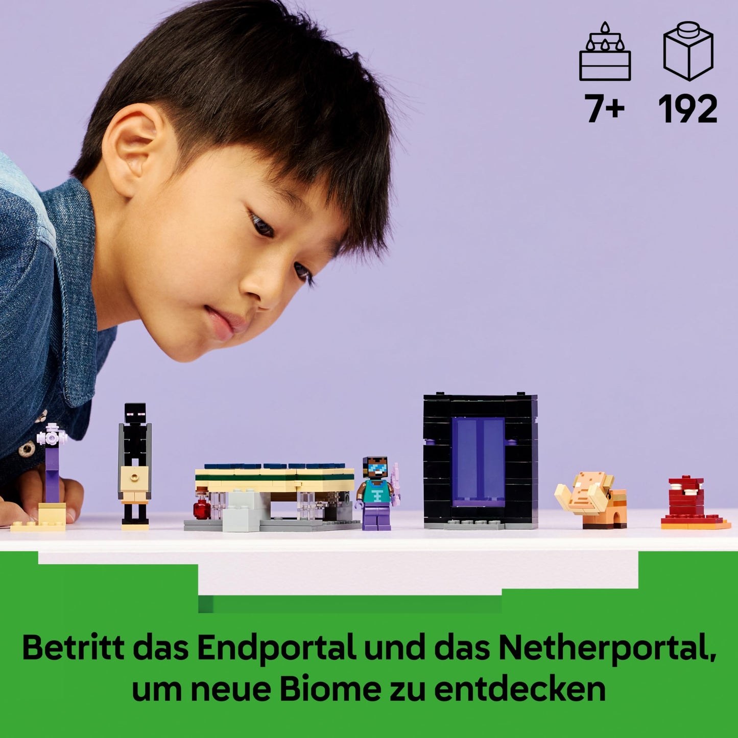 LEGO Minecraft Journey through Nether and End Portal - Children's toy with heroes, Enderman and Baby Hoglin figures - Set with Minecraft figure - Gamer gift for boys and girls aged 7 and up - 21584