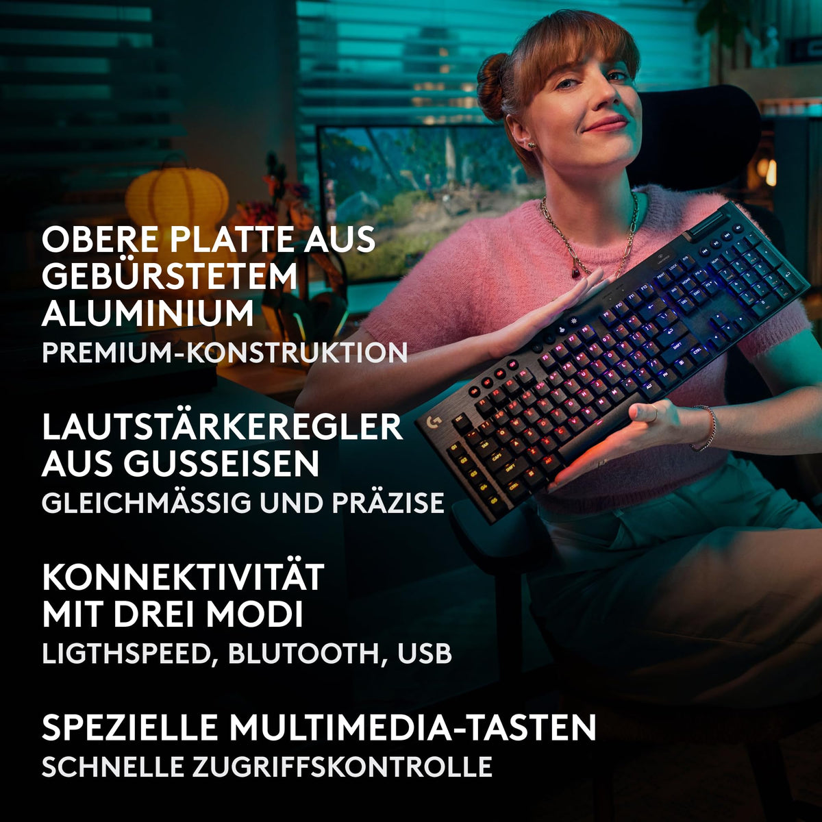 Logitech G G915 X LIGHTSPEED - Wireless, flat gaming keyboard (Black) - 920-012705