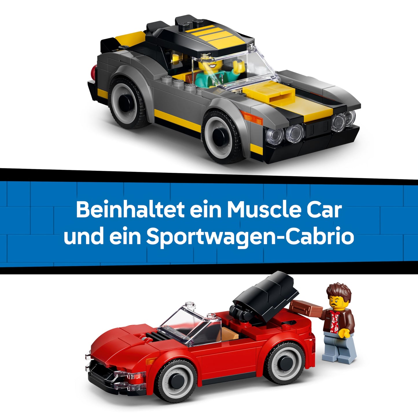LEGO City car wash toy - including 2 model cars, washing function and 4 minifigures with accessories - birthday gift for boys aged 6 and over - 60497