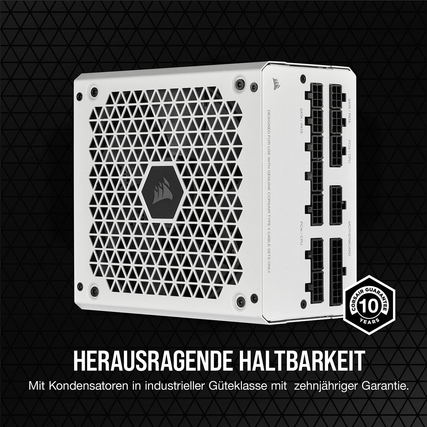 Corsair RM850 (2021), RM Series, 850 Watt 80 Plus Gold Fully Modular ATX Power Supply (Three EPS12V Ports, Quiet Operation, Zero RPM Fan Mode, 105°C Capacitors) White - CP-9020232-EU