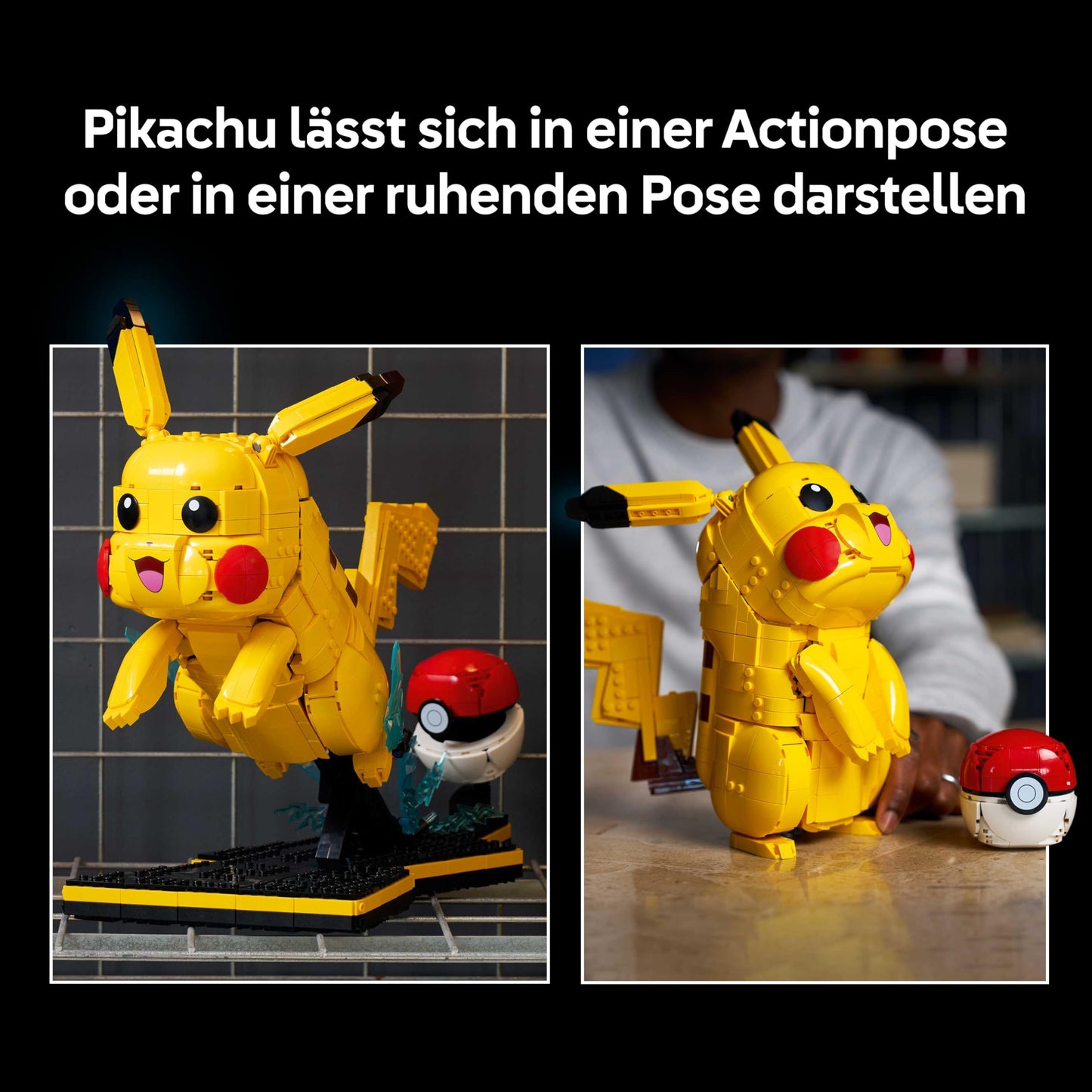 LEGO Pokémon Pikachu and Poké Ball - building set for adults - model building with movable anime figure and dynamic stand - DIY decoration for room or desk - gift for gaming fans - 72152