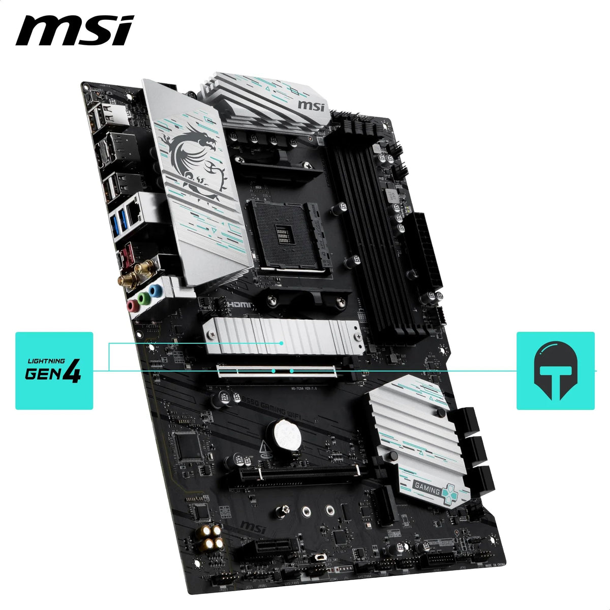 MSI B550 Gaming WiFi Placă de bază, ATX - Suportă procesoare AMD Ryzen 5000 Series, 5000 G-Series, 4000 G-Series și 3000 Series, AM4 - Memorie DDR4 Boost 4400+MHz/OC, PCIe 4.0 x16, M.2 Gen4, 1G LAN - 7C56-085R