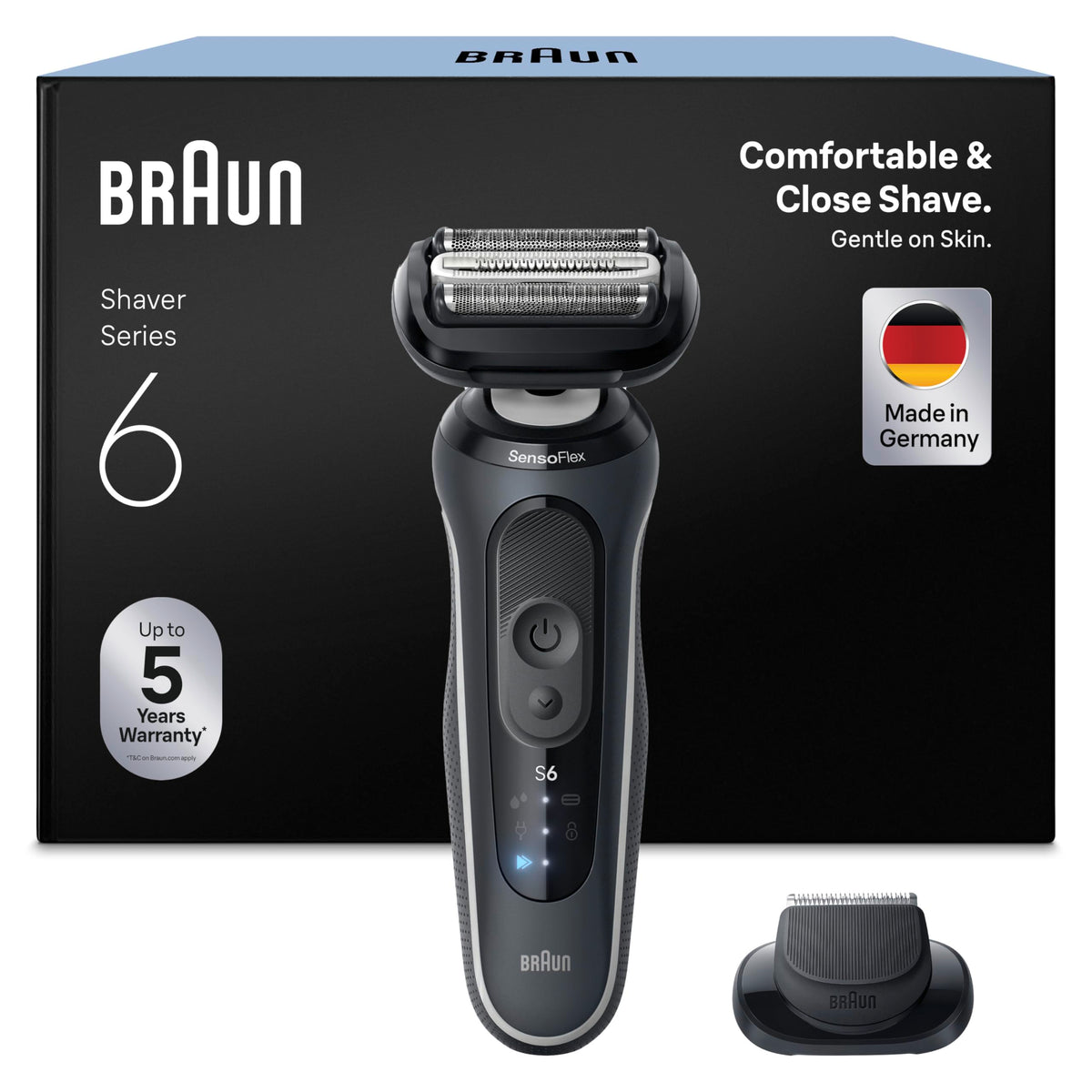 Braun Series 6 Electric Razor for Men, Wet & Dry Shaving, Gray - 62-G1200si