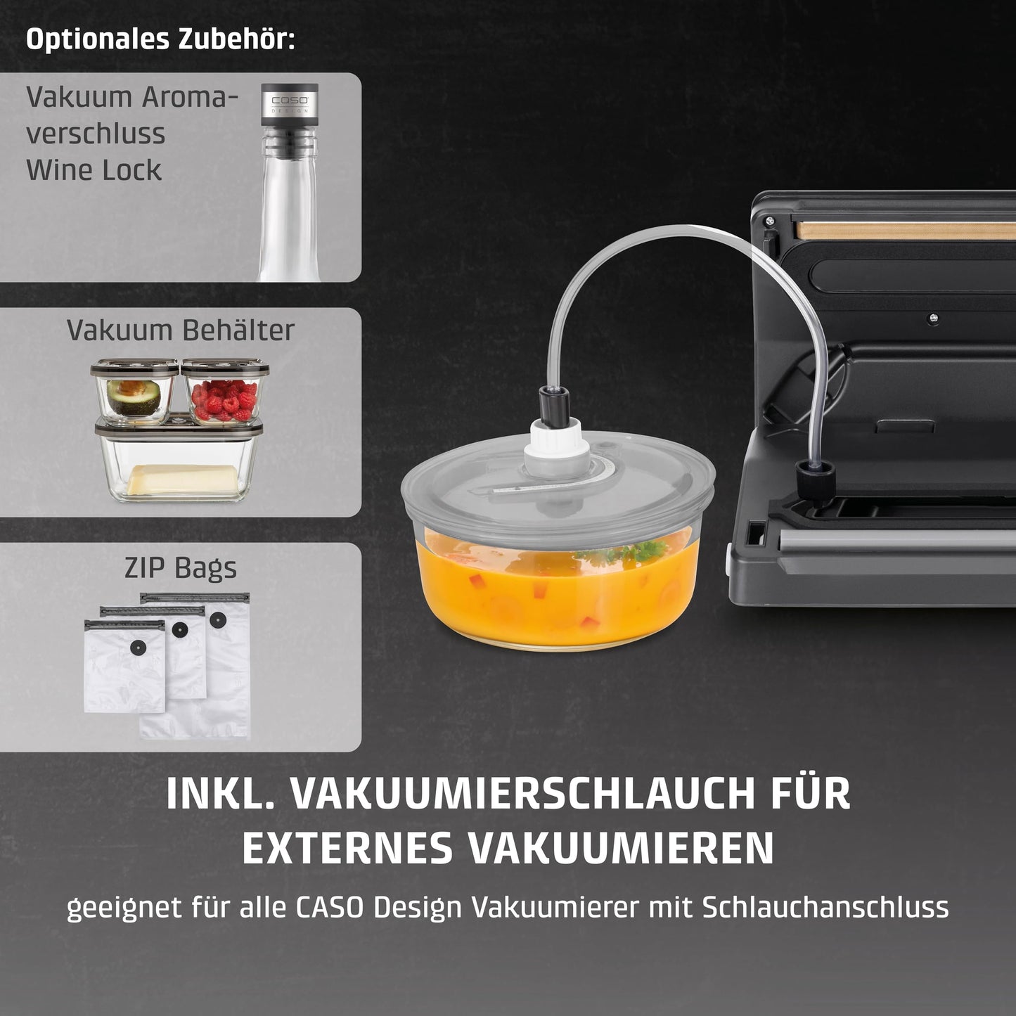 CASO VR 390 advanced vacuum sealer, test rating Very Good, foil sealing device, up to 75 vacuum sealing processes non-stop, removable vacuum chamber, incl. 10 professional foil bags - 1522