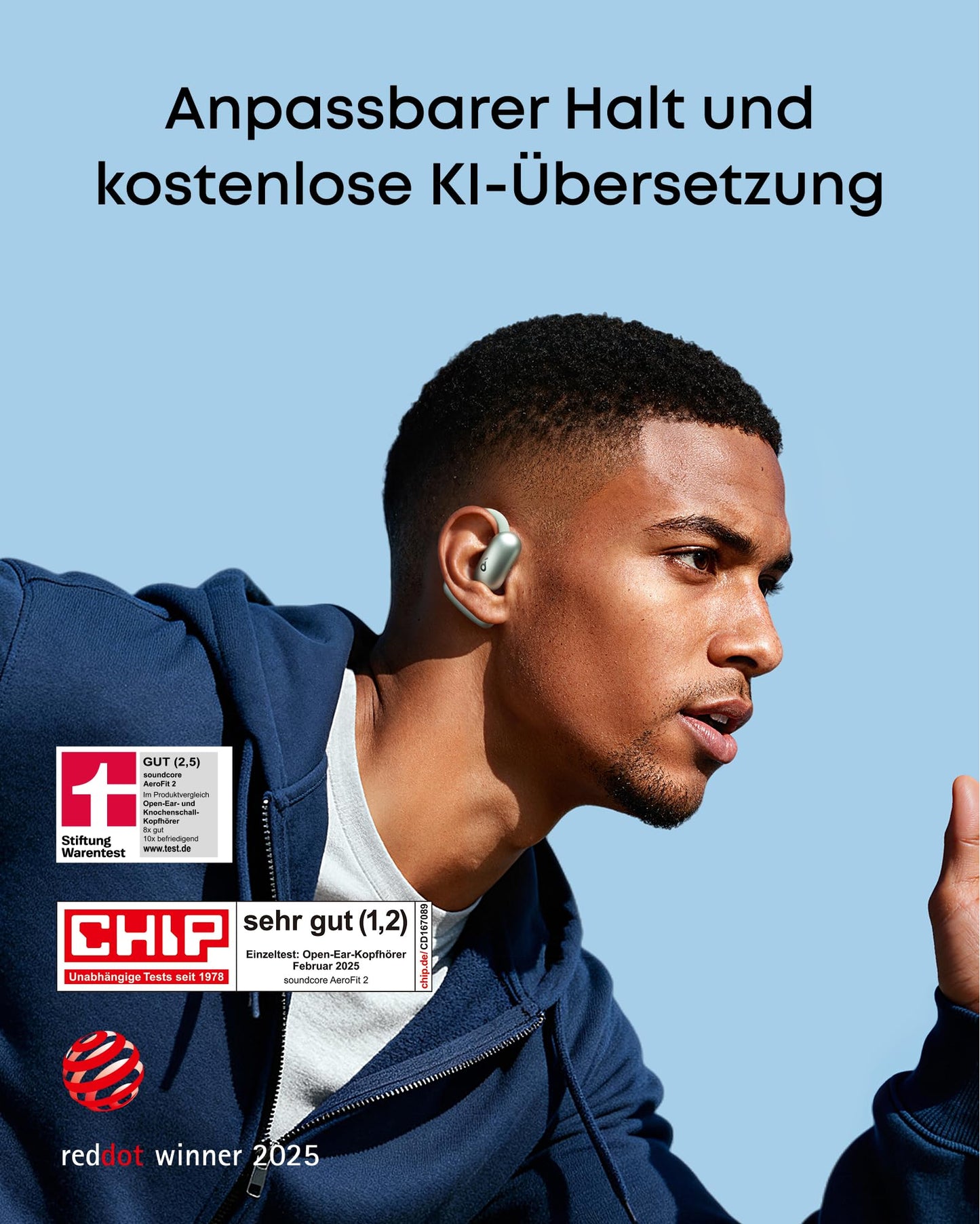 soundcore by Anker AeroFit 2, open-ear headphones, AI translation, IP55 - A3874