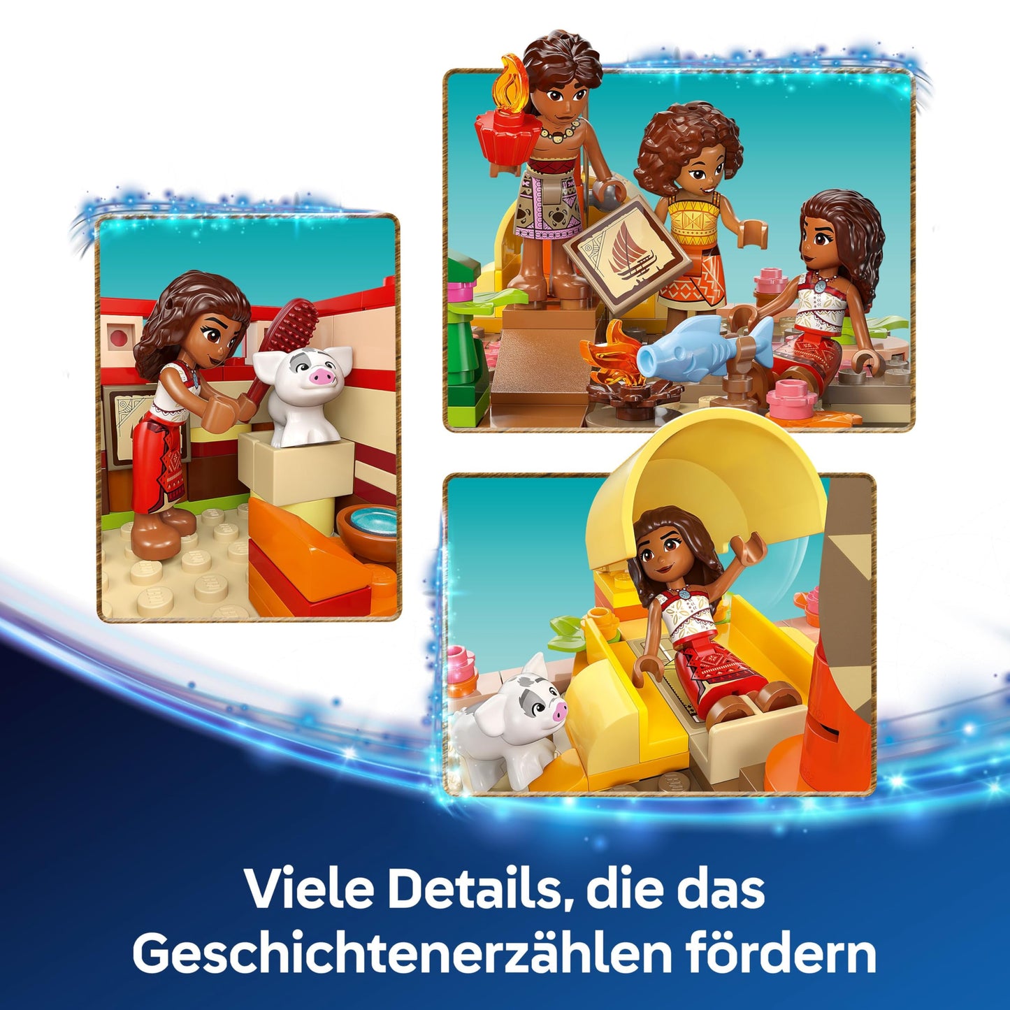 LEGO ǀ Disney Moana 2: Moana's Adventure Raft - toy boat with textile sail, removable deck, campfire & 3 minifigures, including Loto and Moni - gift for girls aged 6 and over & fans - 43270