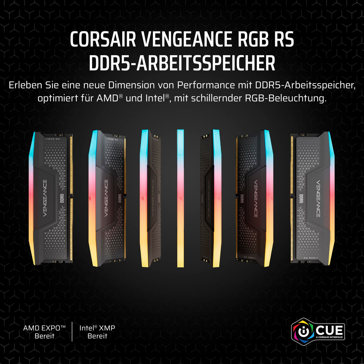 Corsair Vengeance RGB RS DDR5 32GB (2 x 16GB) Up to 5600MHz AMD Intel RAM - CMG32GX5M2B5600Z40