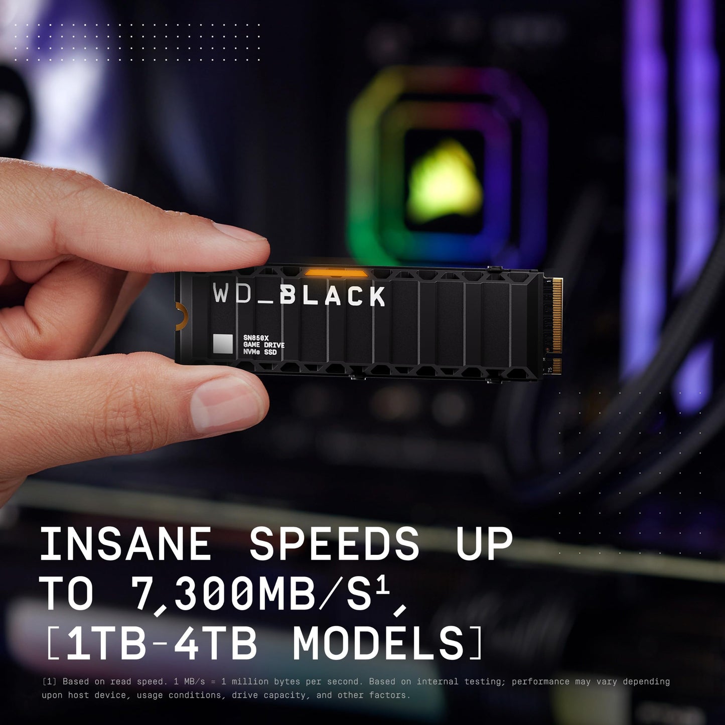 WD_BLACK SN850X NVMe SSD with Heatsink 1 TB internal SSD (gaming memory, PCIe Gen4 technology, read 7,300 MB/s, write 6,300 MB/s) black - WDS100T2XHE
