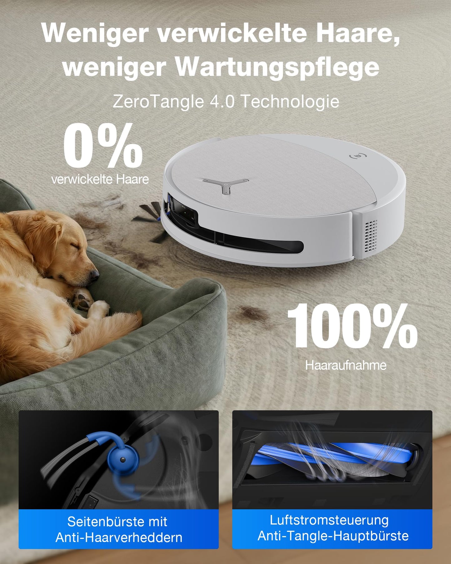 ECOVACS DEEBOT T90 PRO Omni robot vacuum cleaner with mopping function, robot vacuum cleaner 30,000 Pa, quick charging with PowerBoost, OZMO Roller 3.0 with TruEdge, automatic dosing of the cleaning solution, white