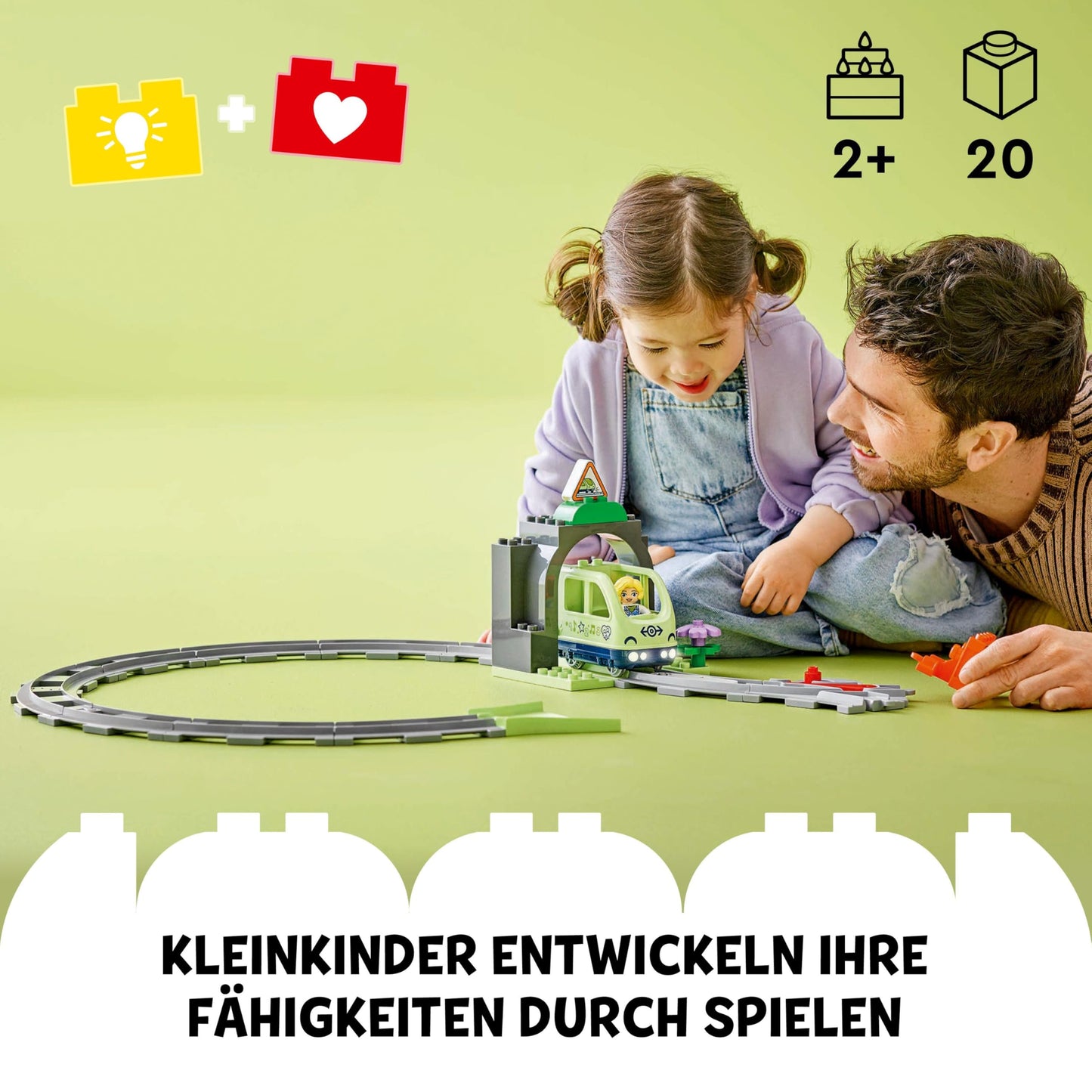 LEGO DUPLO Railway Tunnel and Rails - Expansion Set - Educational Toys for Toddlers - 10-Piece Railway Track with Funnel and Switch - Gift for Boys & Girls from 2 Years - 10425