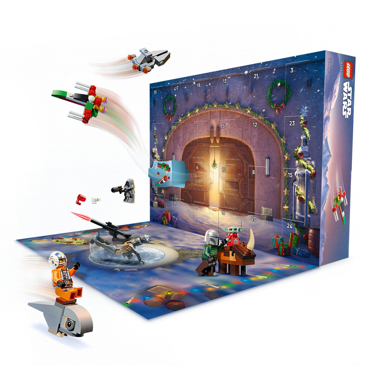 LEGO Star Wars 75456 Calendar de Advent 2026 - Cadou de Crăciun pentru băieți de la 6 ani - 24 de surprize cu 4 minifigurine, droidul IG-11 și figurina Grogu - Cadou pentru fanii The Mandalorian