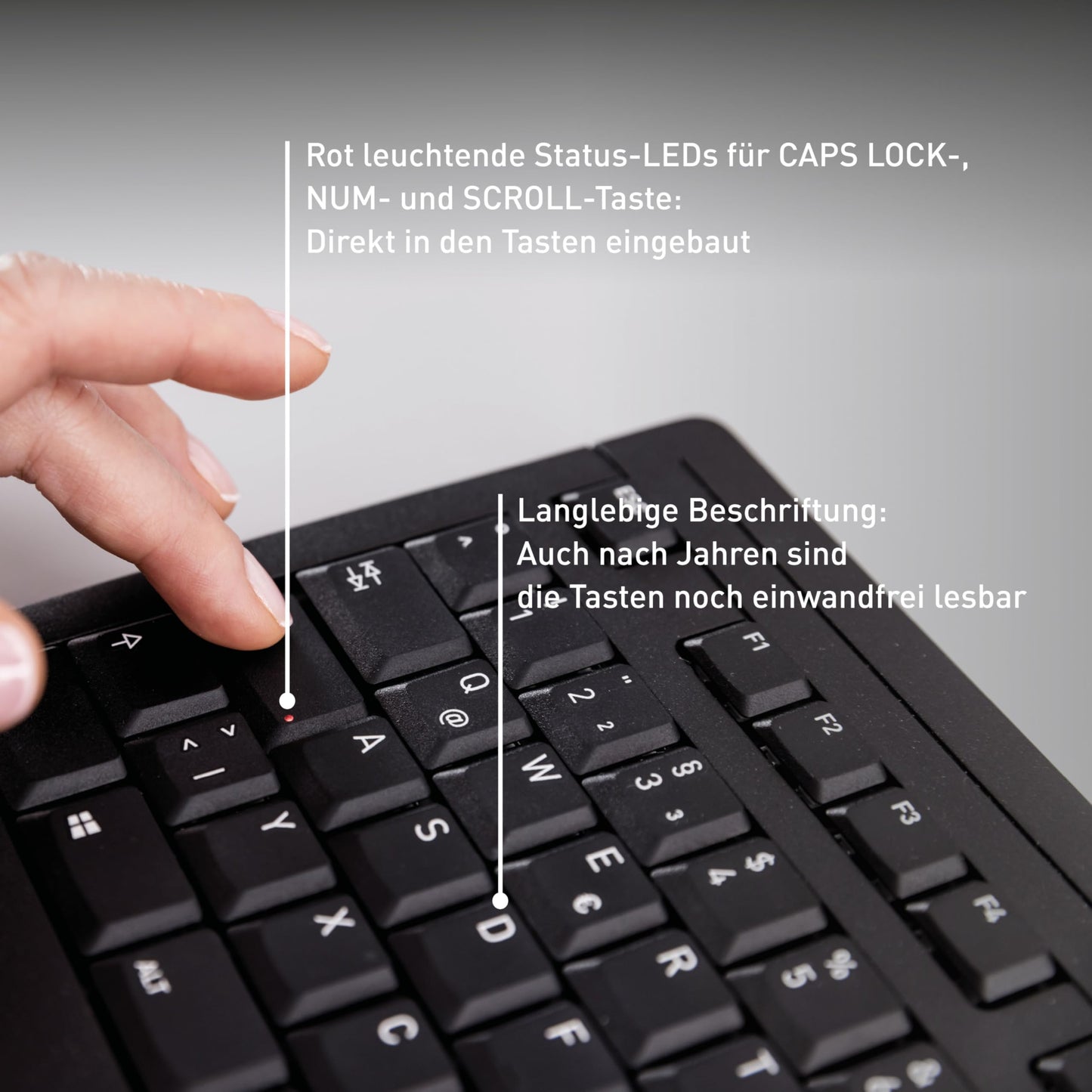 CHERRY Stream Keyboard, wired keyboard, German layout (QWERTZ), whisper-quiet keystroke, unique typing feel, flat design, white-gray - JK-8500DE-0
