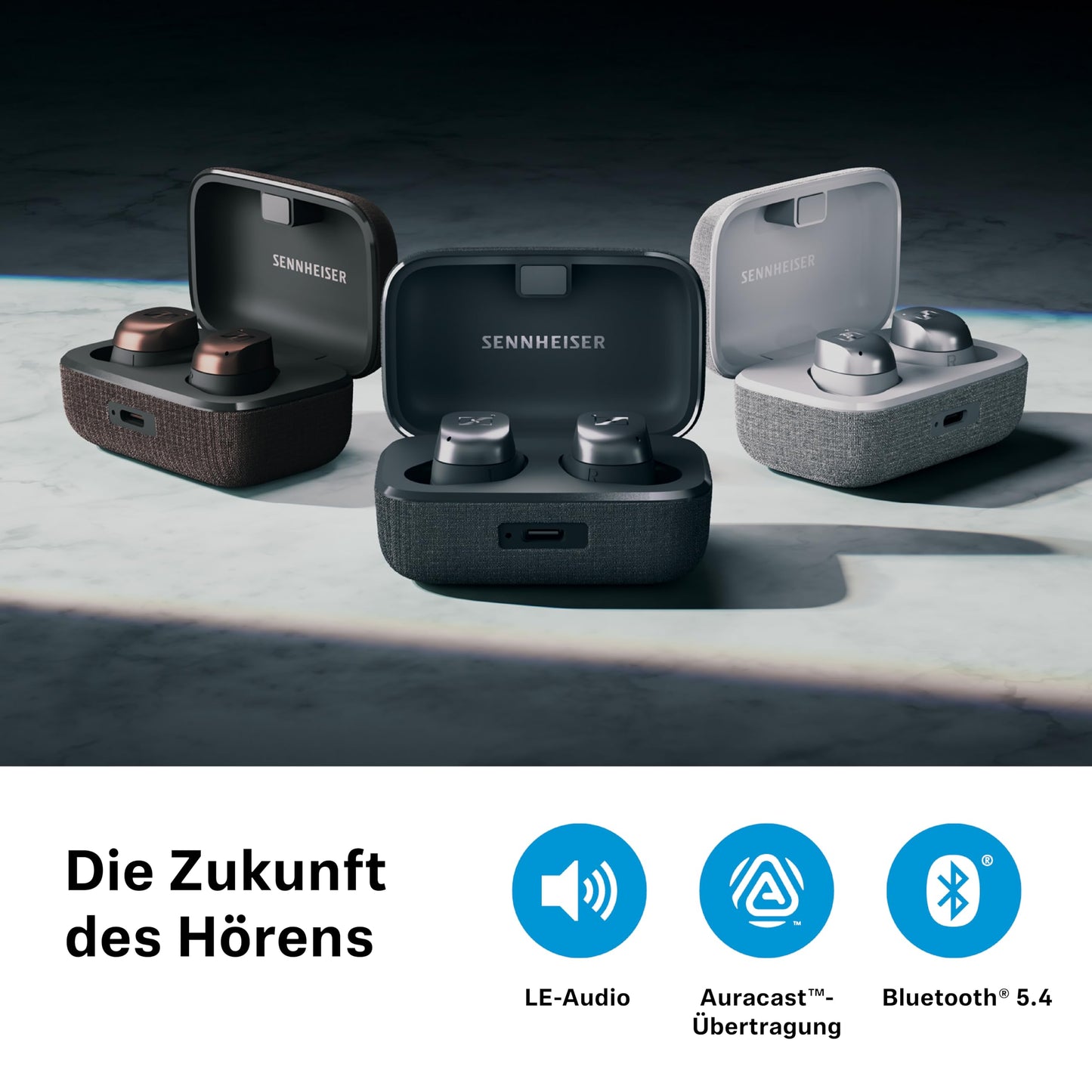 Sennheiser MOMENTUM True Wireless 4, wireless Bluetooth headphones, Bluetooth 5.4, noise canceling, comfortable design, 30 hours of battery life, adaptive ANC, Auracast, white silver - 700366