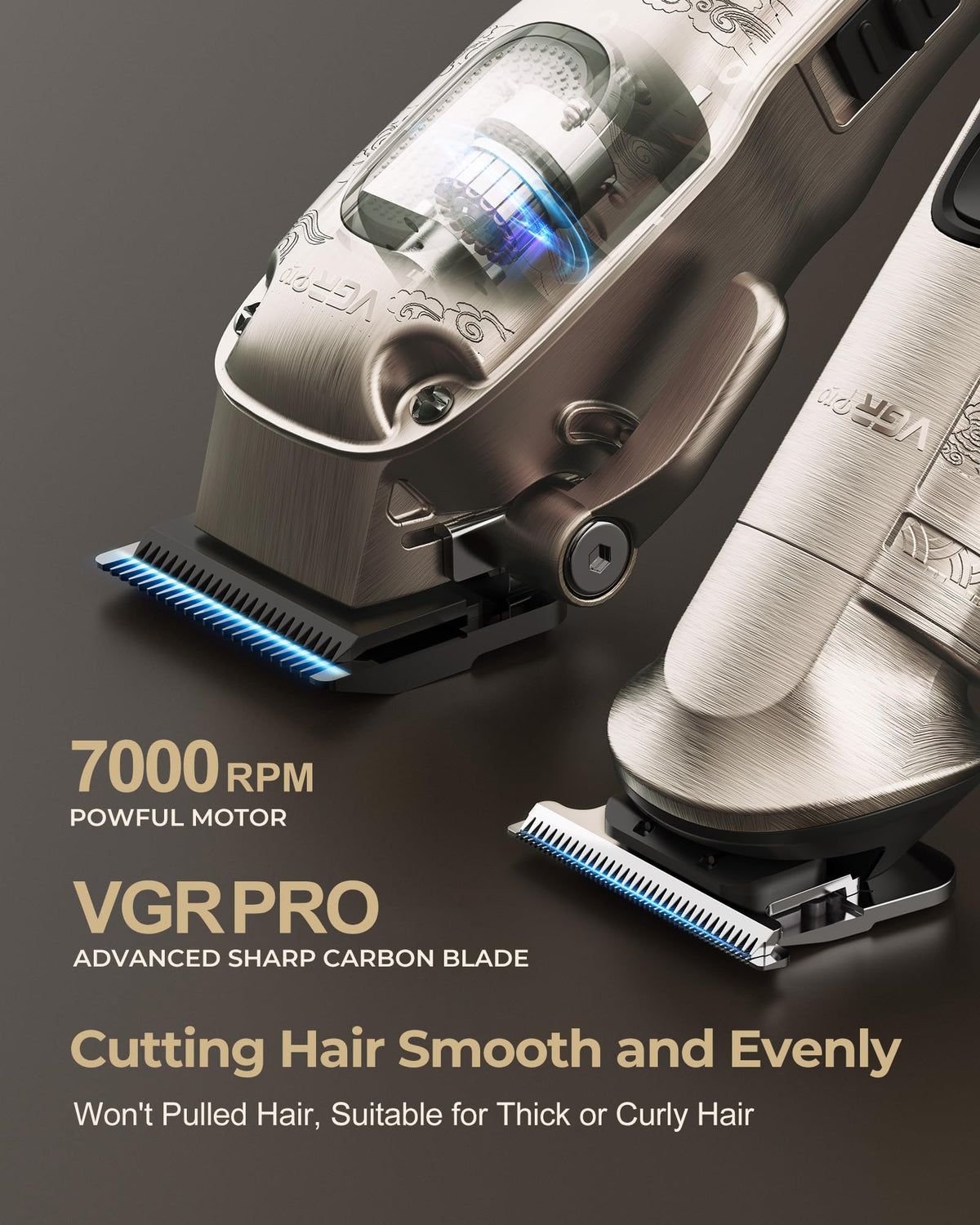 VGRPRO Hair Clipper Professional and Trimmer Set for Men, with EVA Case - V-007