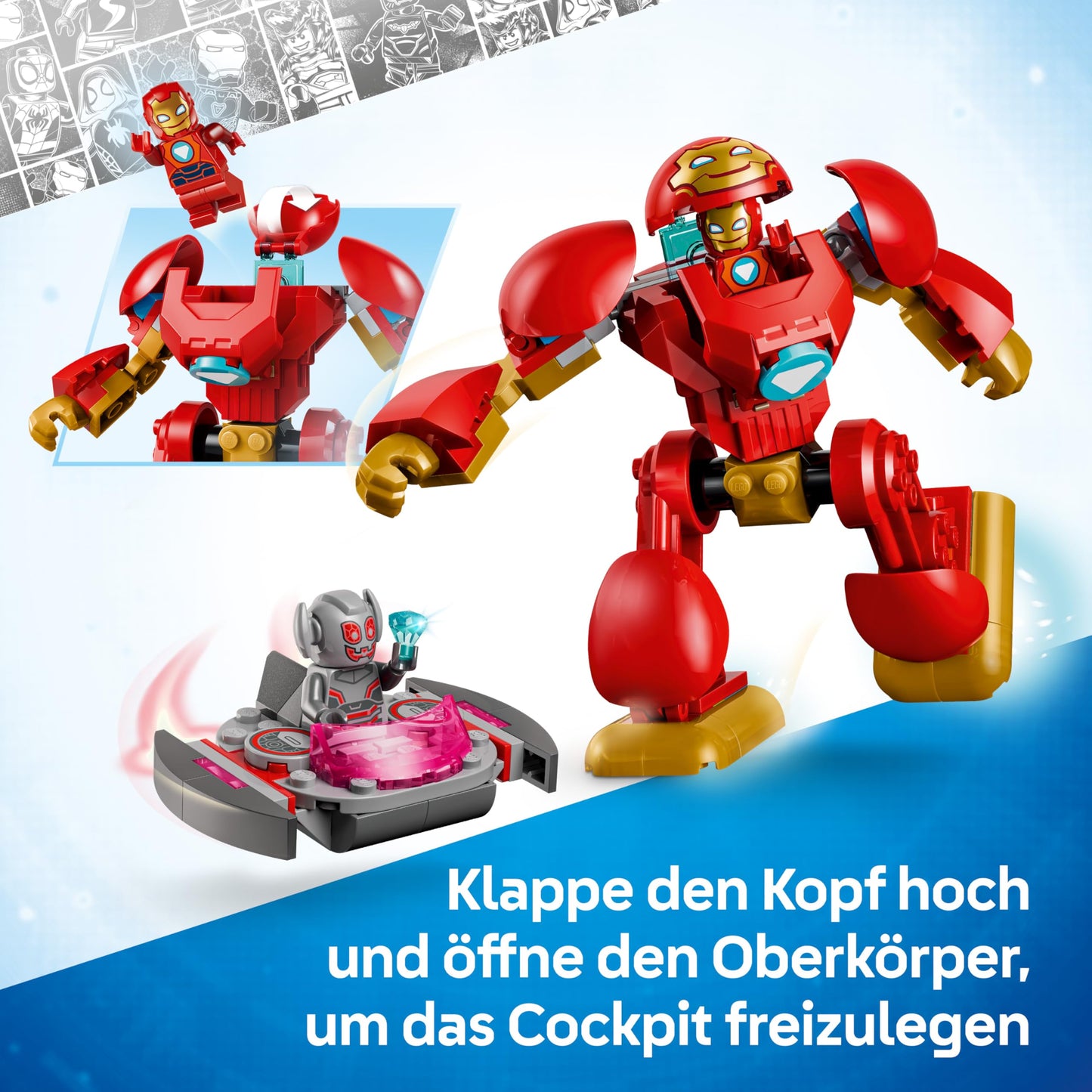 LEGO ǀ Marvel Iron Man and his fantastic friends Ultron vs. Iron Man - superhero toy with mech action figure & 2 minifigures - gift for boys aged 4 and up & fans of the series - 11209