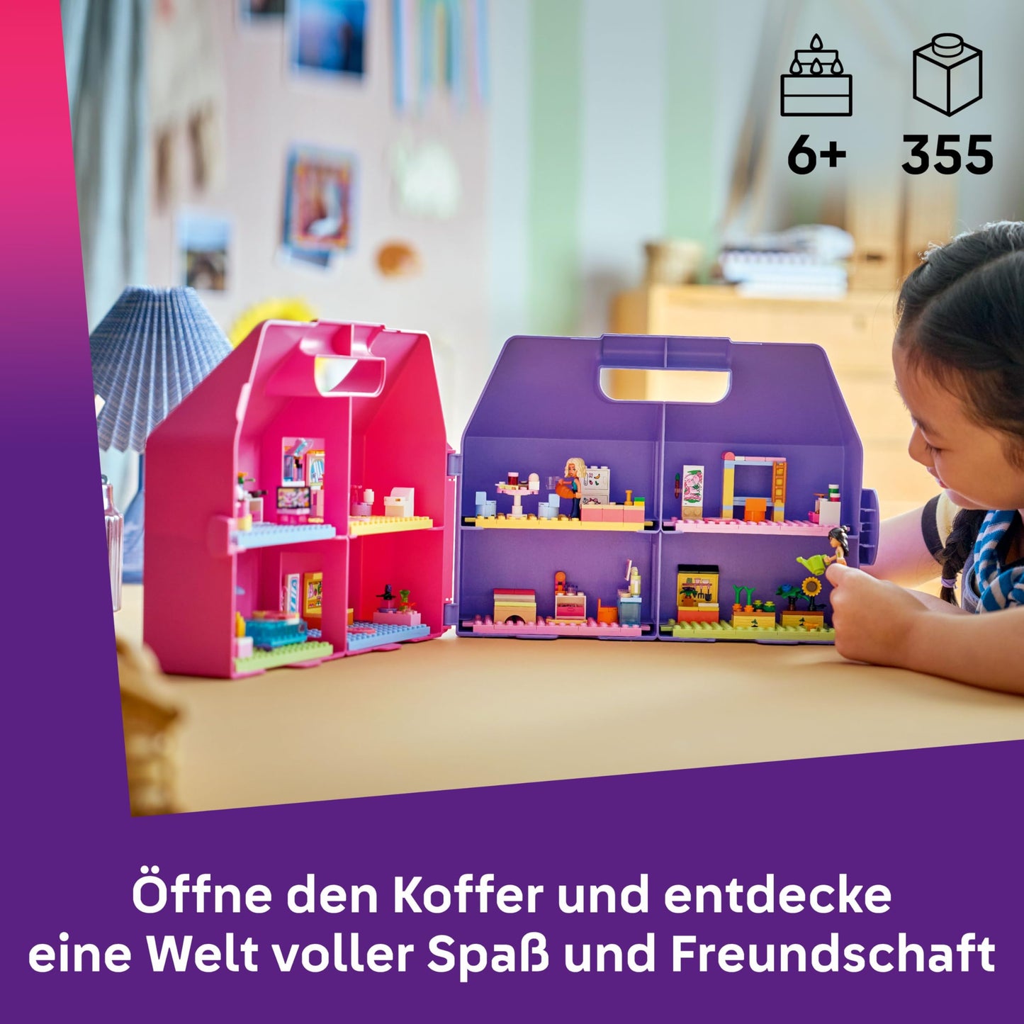 LEGO Friends Creative Dollhouse Suitcase - Travel Toy with 8 Room House, 2 Minifigures & Accessories - Children's Room Decoration - Gift Idea for Girls Ages 6 and Up - 42697