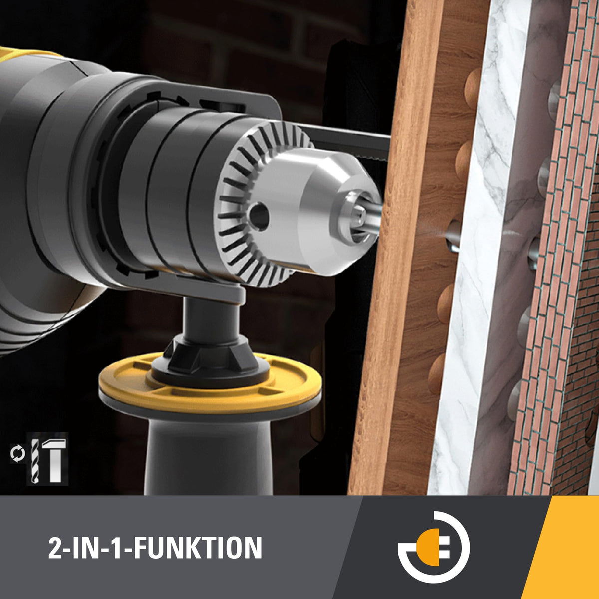 CAT DX175 Hammer Drill, 13 mm, 600W, 3000 RPM speed, 48,000 BPM impact rate, variable speed control, (includes depth stop, additional handle, and chuck key)