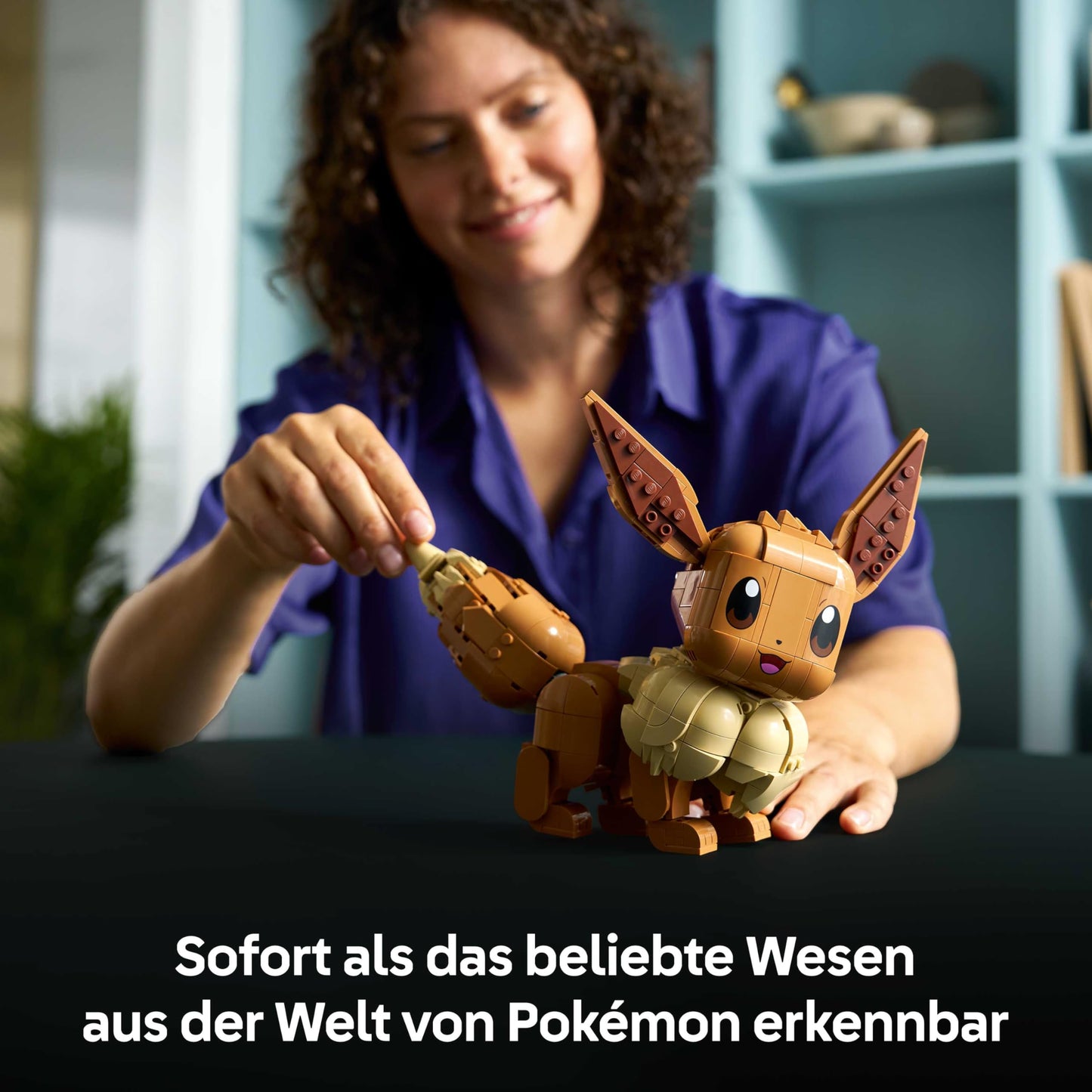 LEGO Pokémon Eevee figure - building set for adults - anime model building with movable limbs, ears and tail - DIY decoration for room or desk - collector's gift idea for gaming fans - 72151