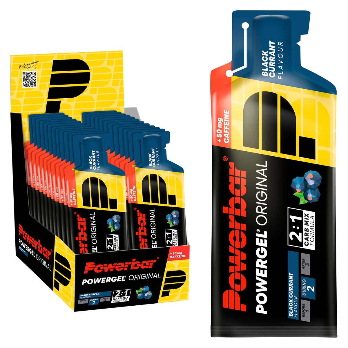 Powerbar PowerGel (24x41g) Black Currant (with caffeine) - Energy & Endurance - Energy Gel - 22010500