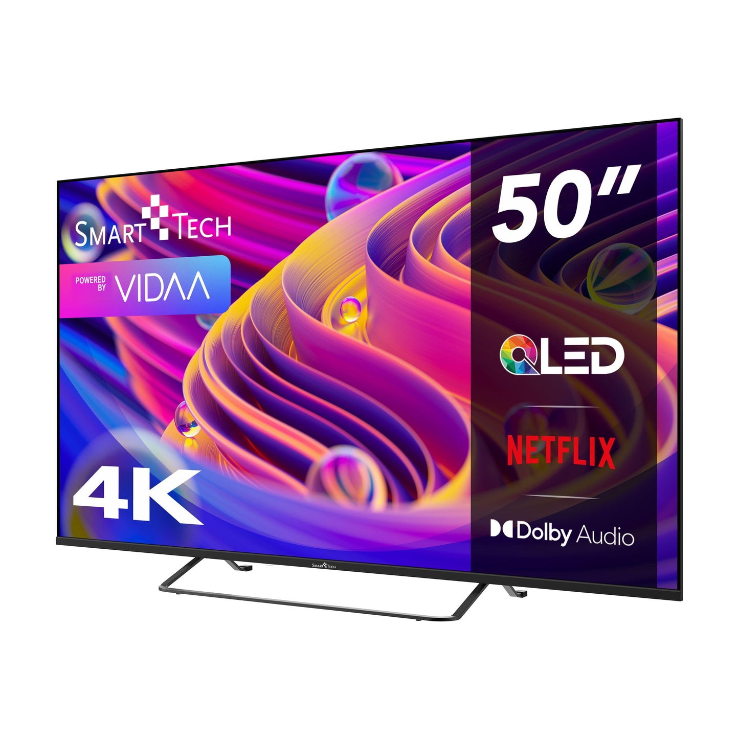 Smart Tech 50QV02K QLED TV 50 inch Smart TV VIDAA - HDR TV with 4K UHD resolution, Bluetooth and triple tuner (2026)