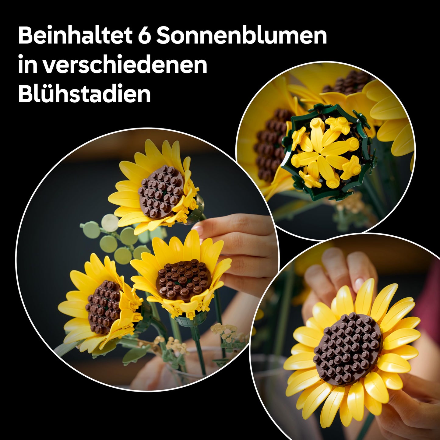LEGO Botanicals Sunflower Bouquet - Artificial Flower Set for Adults - Artificial Sunflowers & Eucalyptus Branches for Decoration in the Living Room or Bedroom - DIY Gift Idea for Women - 11502