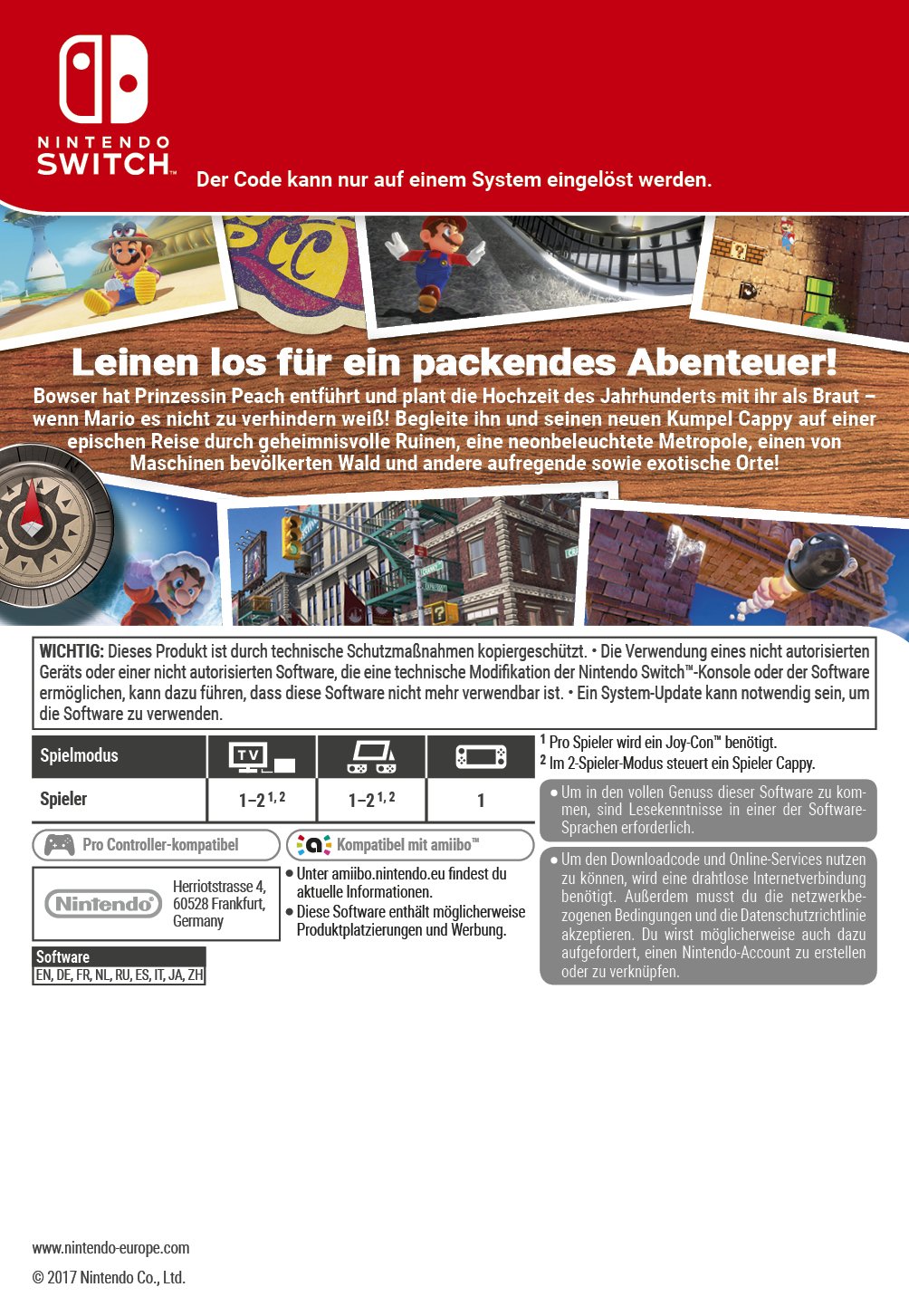 Super Mario Odyssey [Switch Download Code] - 2521240