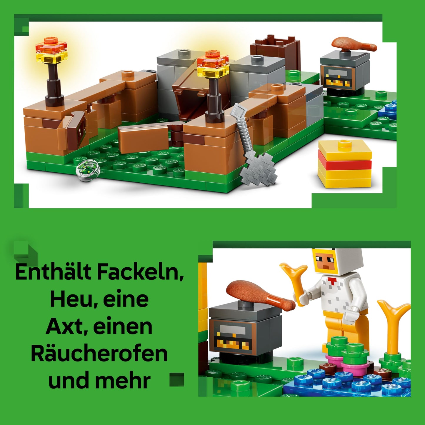 LEGO Minecraft Chicken Farm - Building toy with chicken fan minifigure, baby zombie and fox figures - Set with Minecraft figure - Gamer gift for boys and girls aged 7 and up - 21585