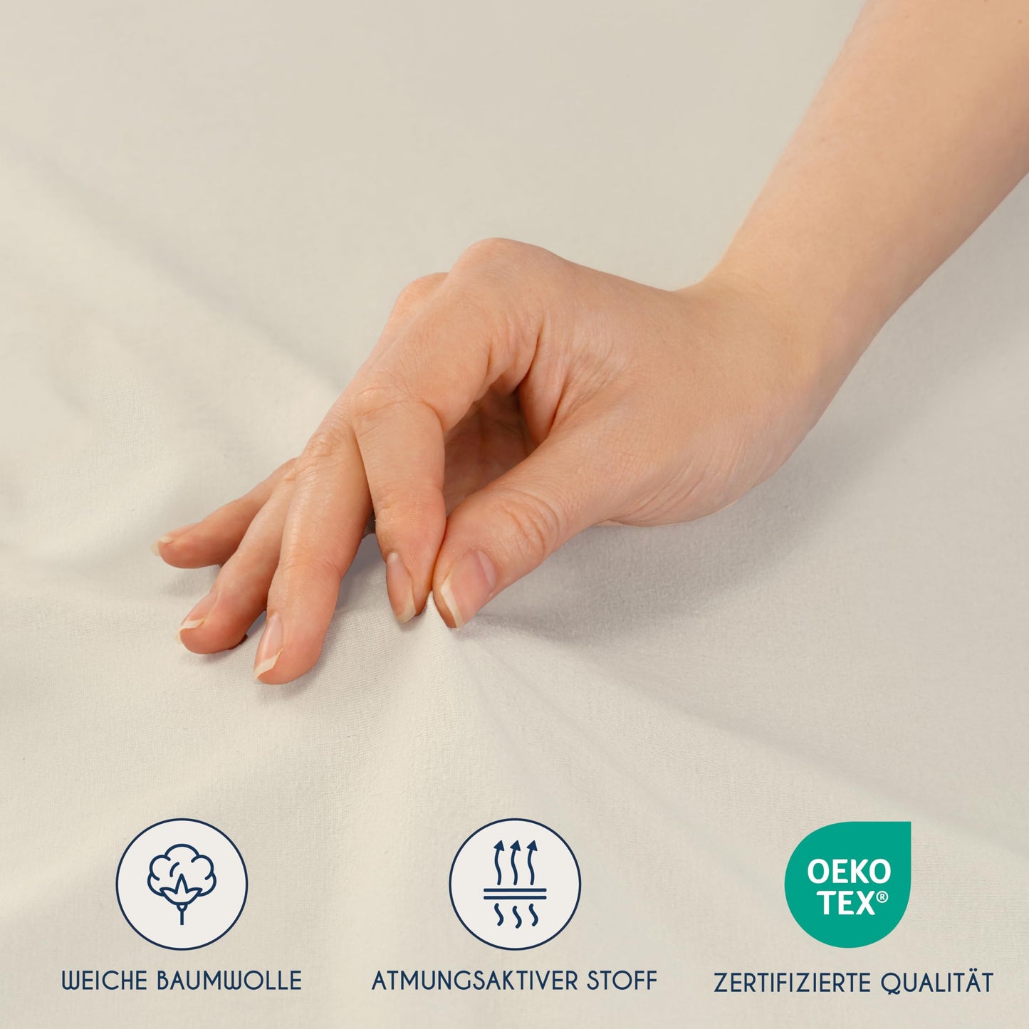Dreamzie - fitted sheet 80x190/200cm - cotton Oeko Tex certified - beige - 100% jersey fitted sheet 80x190/200 - DHC_80x200_Bg_2