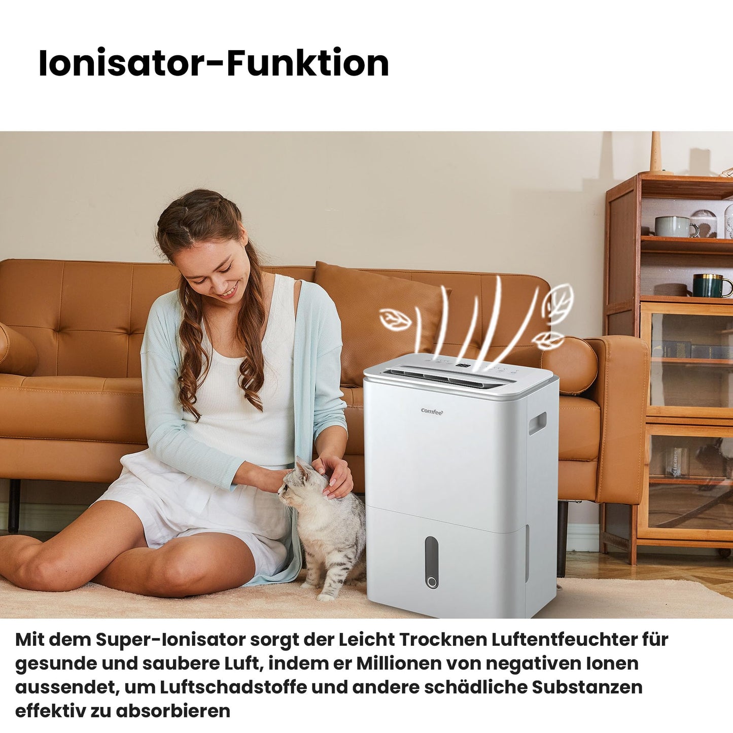 COMFEE' Dehumidifier Easy Dry 20L/day, 4 modes, humidifier connected, 3L tank, tumble dryer, swing function, for rooms of 40㎡/100 m³, white