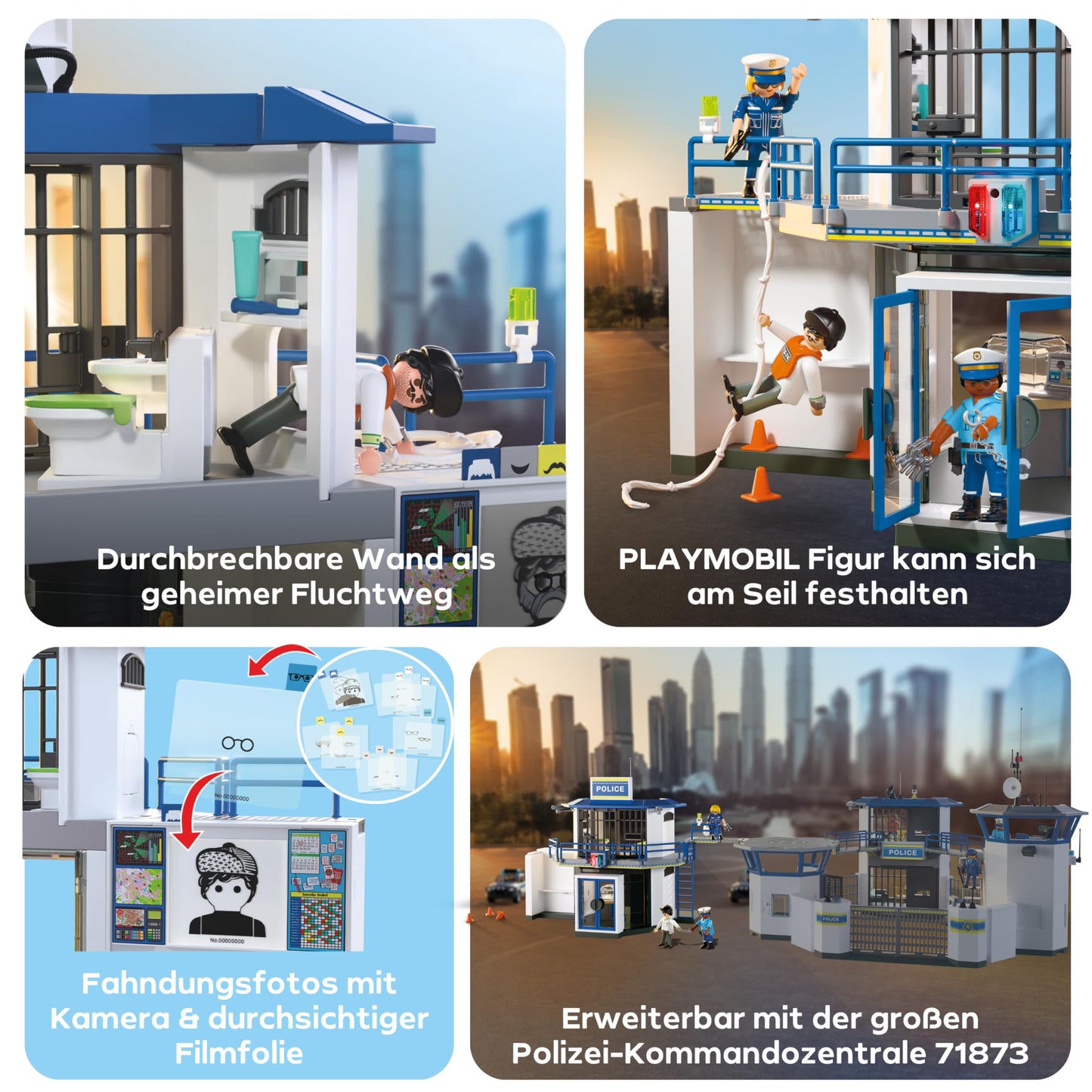 PLAYMOBIL | City Action | Police station with wanted room | Action-packed police toy | With lots of exciting details | Promotes creativity | For children aged 4 and over | 71874