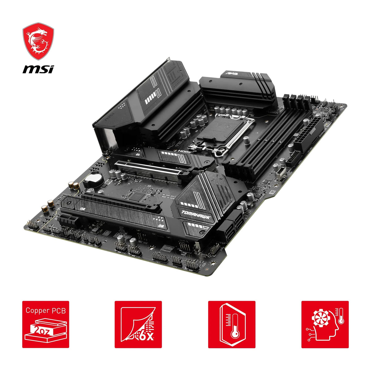 MSI MAG B760 Tomahawk WiFi Placă de bază, ATX - Suportă procesoare Intel Core din generațiile 12, 13 și 14, LGA 1700-75A DrMOS VRM, DDR5 Memory Boost 7000+MHz/OC, PCIe 5.0 x16, M.2 Gen4, Wi-Fi 6E - 7D96-003R
