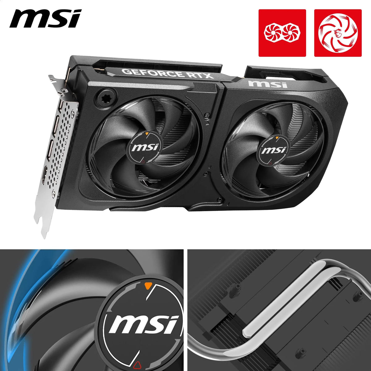 MSI GeForce RTX 5060 Ti 8G Shadow 2X OC Plus - 8GB GDDR7 (28Gbps/128-bit), PCIe 5, Boost: 2602 MHz, HDMI 2.1b, DisplayPort 2.1b - V536-003R