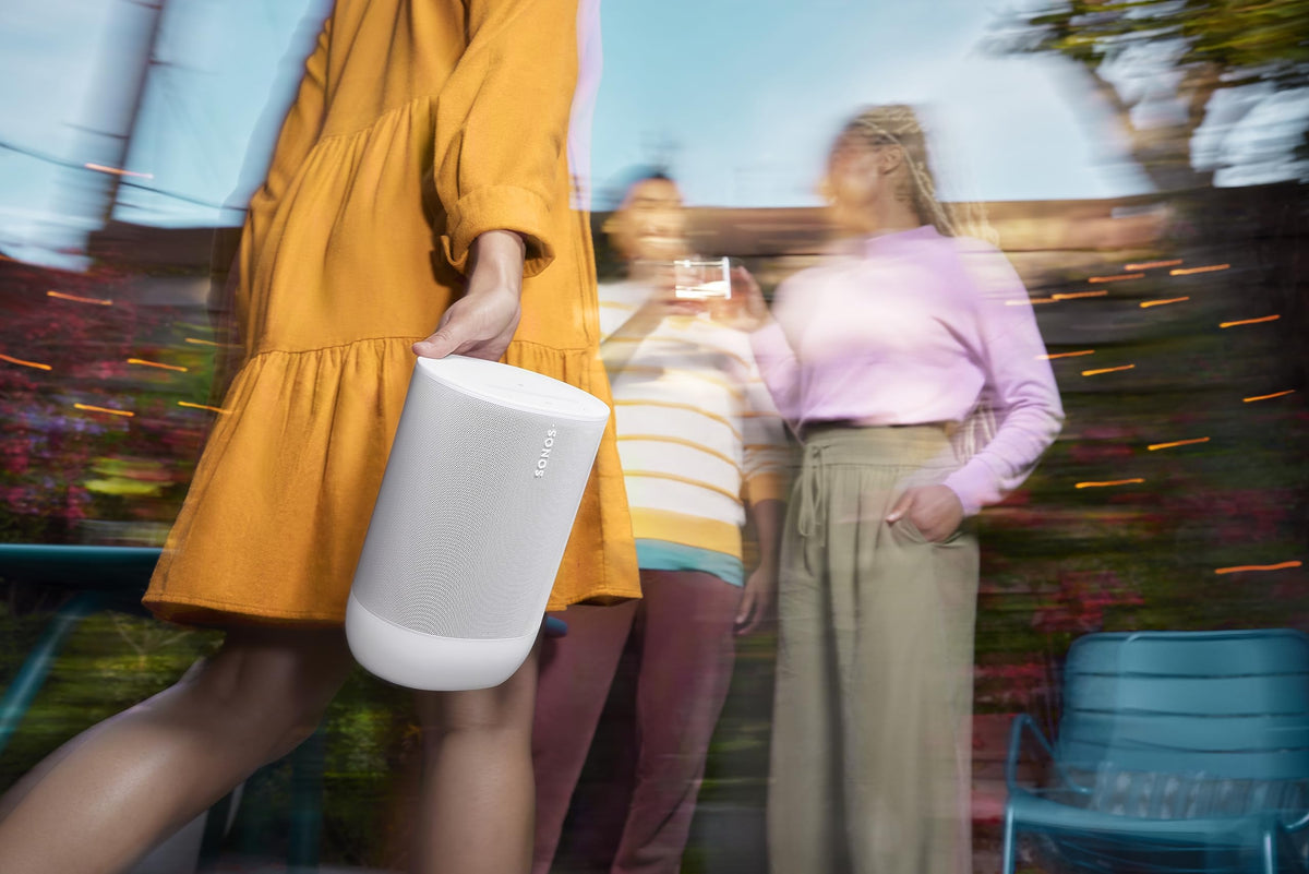 Sonos Move 2 | Portable WiFi Speaker with WiFi, Bluetooth, compatible with Amazon Alexa, at least 24 hours battery life and wireless charging station - White - MOVE2EU1