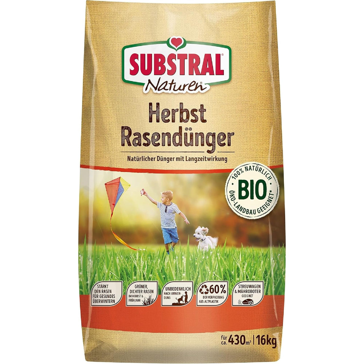 Substral Naturen Autumn Lawn Fertilizer Organic 16kg 430m² strengthens the lawn - 88740