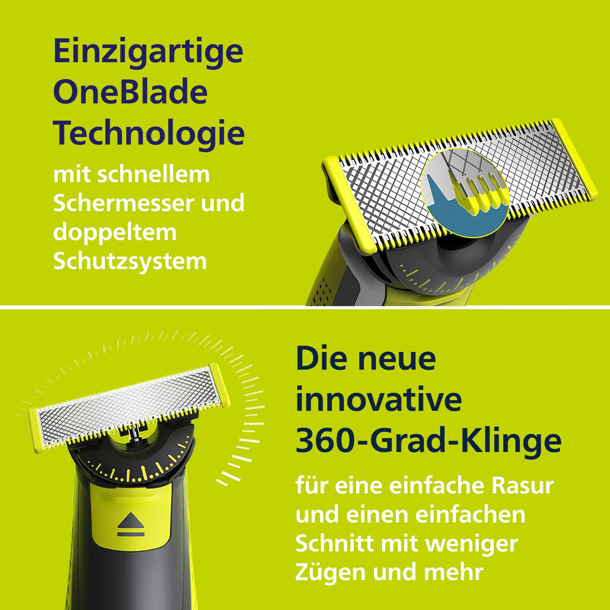 PHILIPS OneBlade 360 Face & Body - electric shaver, trimmer & body groomer, 3x 360 blades, 3x trimming attachments (1/3/5 mm), 2x body attachments, wet & dry shaving for face & body (QP2824/31)